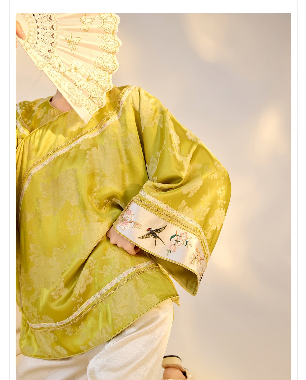 Elegant Yellow Jacquard Rayon Shirt New Chinese Style Top 2026