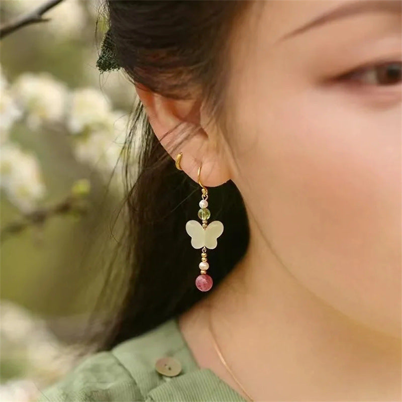 Chinese Style Butterfly Earrings — Hanfu Accessories Long Dangle Earrings
