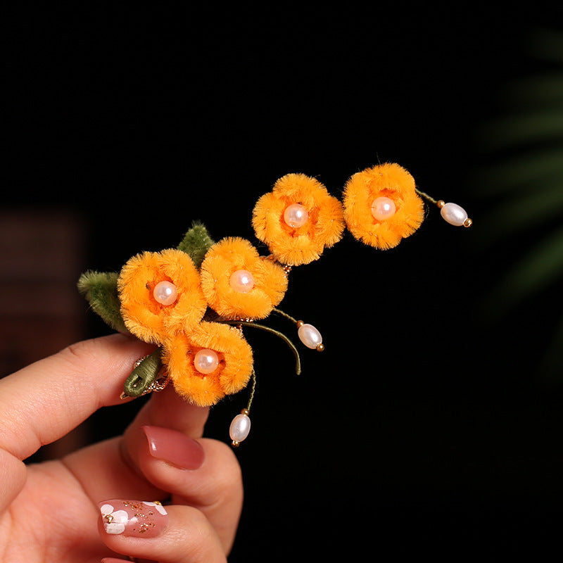 Hanfu Hairpin Osmanthus Clip Side Hair Accessory Chinese Vintage Autumn Winter