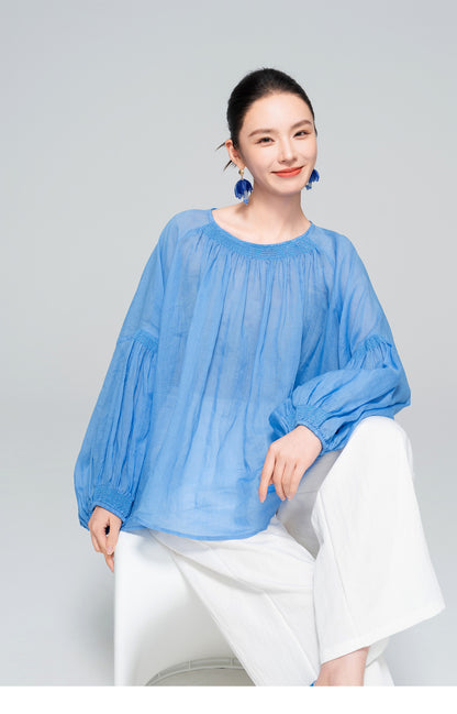 High-End Linen Casual Plus Size Women's Shirt
