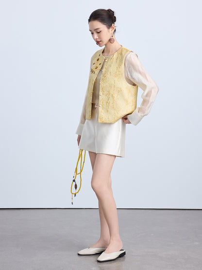 Elegant Chinese Style Sequin Embroidered Top