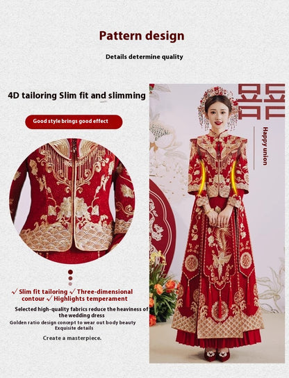 Chinese Wedding Dress Dragon Phoenix Xiuhe Bride & Groom Set