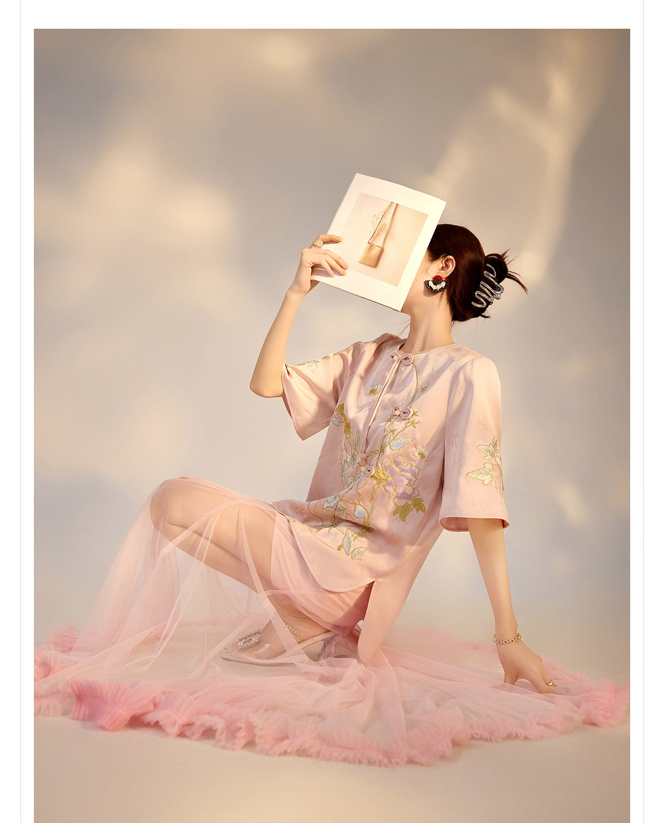 Summer New Chinese Style Embroidered Printed Top and Skirt Set