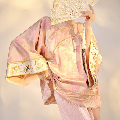 Elegant Jacquard Rayon Shirt New Chinese Style Loose Top