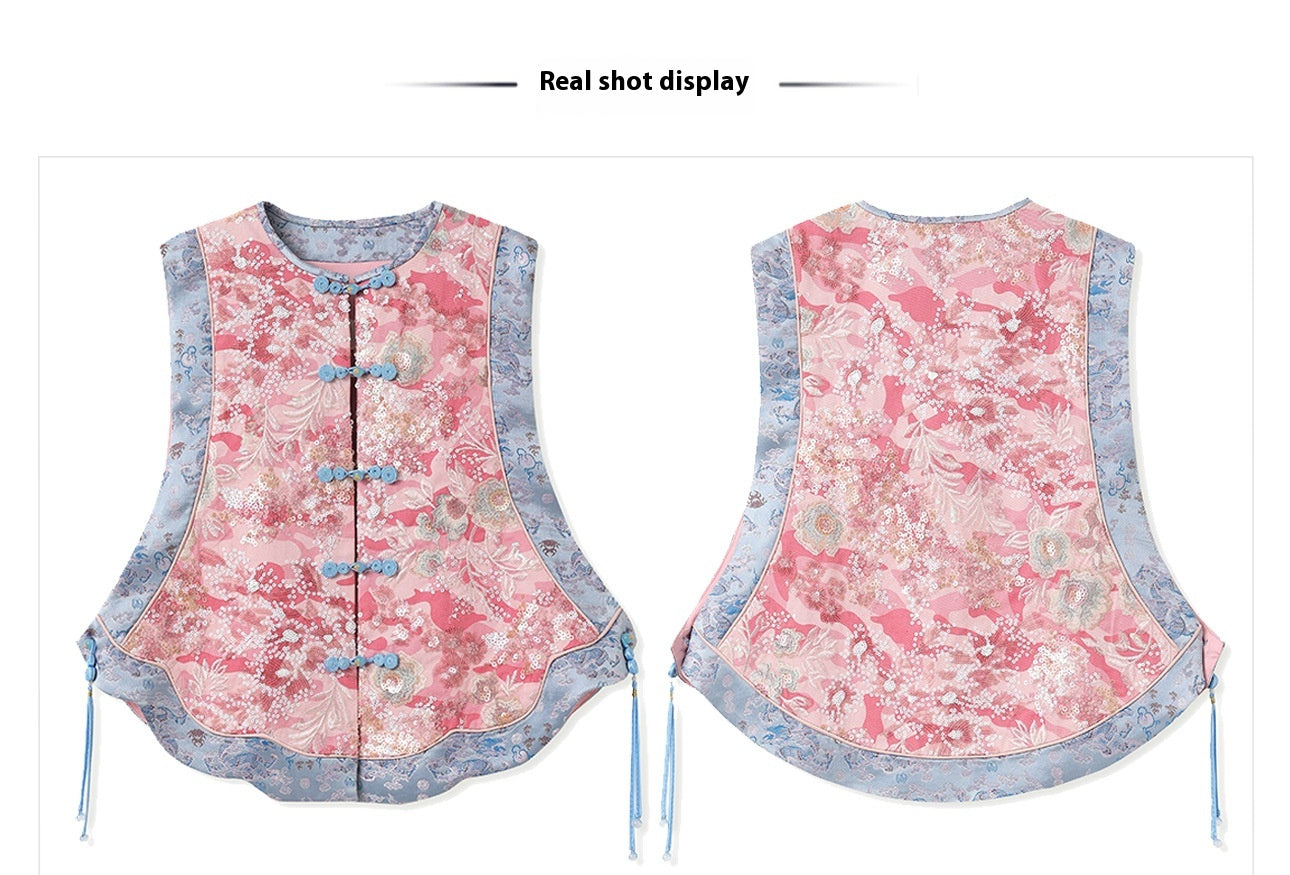 Jacquard Sequin Tank Top – Elegant National Style Women's Wear