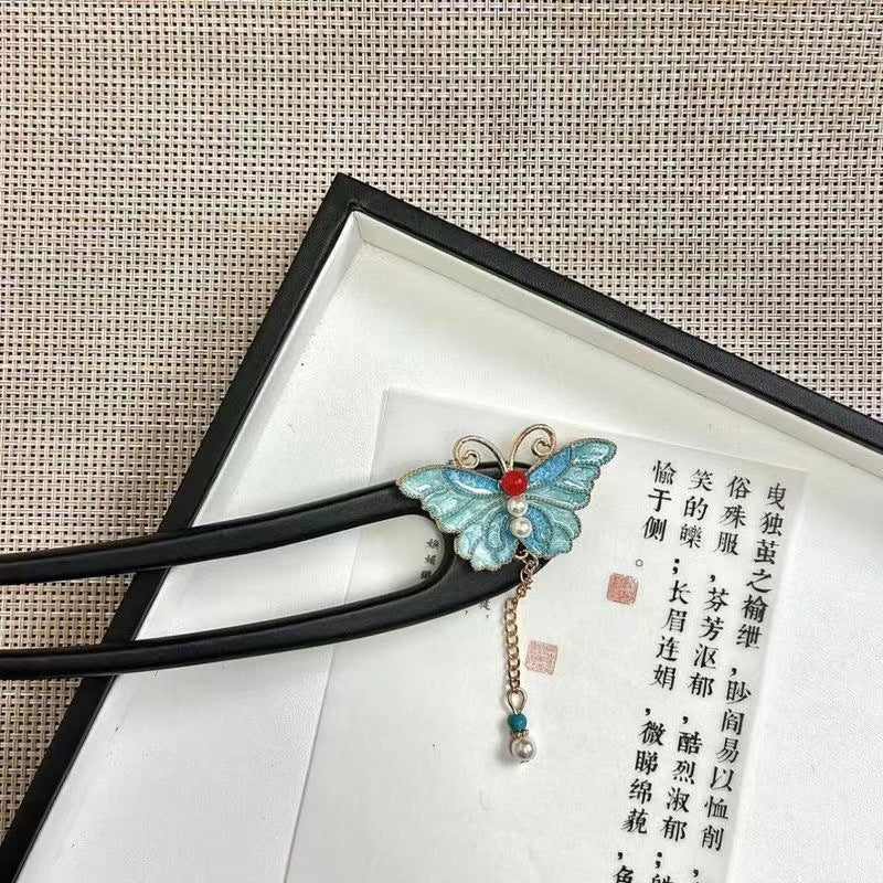 Hanfu Side Hair Clip Ming Song Style Qipao Accessory Enamel Lily Bell Hairpin