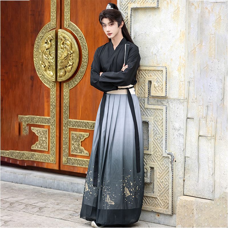Unisex Jin Dynasty Hanfu Cross Collar Top Daily Wear Ancient Style