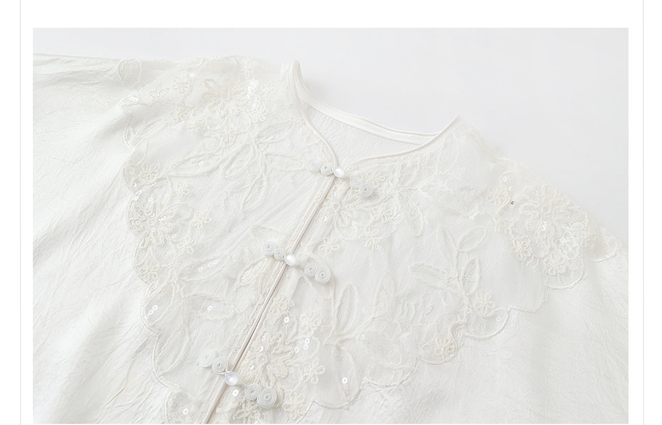 New Chinese Style Embroidered Jacket Skirt Set | Heavy Bead Lace Patchwork