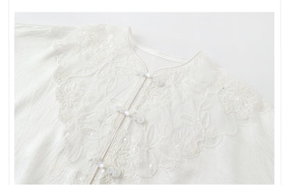 New Chinese Style Embroidered Jacket Skirt Set | Heavy Bead Lace Patchwork