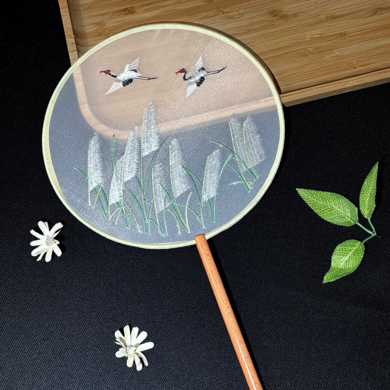 Handmade Chinese Round Fan — Summer Hanfu Cheongsam Embroidered Fan