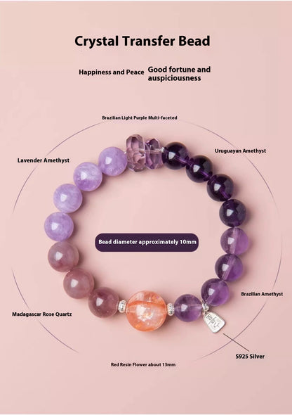 Natural Amethyst Nine-Purple Fire Bracelet — Lucky Exam Charm for Women