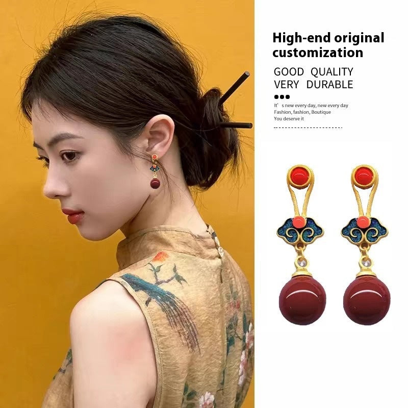 Ancient Style Retro Palace Earrings | Elegant Chinese Style Jewelry for Women