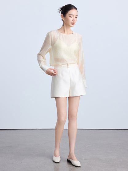 Elegant Round Neck Women's Blouse