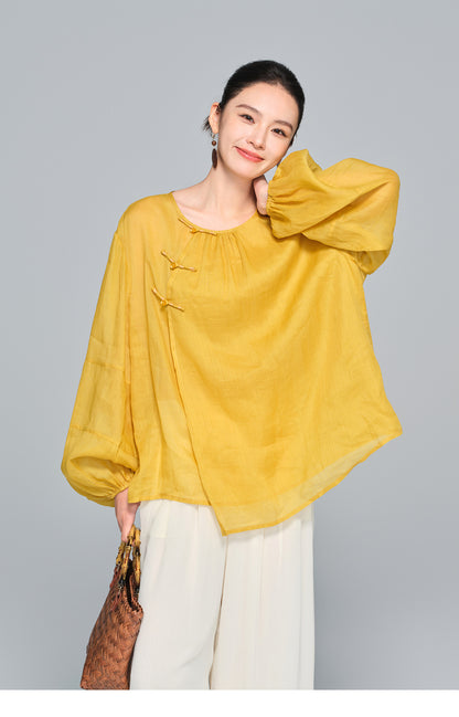 Stylish Loose Linen Women's Top