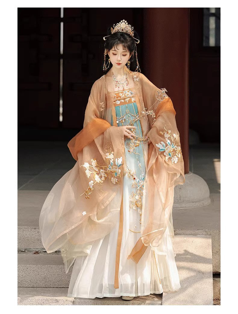 Oriental Ancient Hanfu — Chest-High Ru Skirt & Heavy Embroidery Outfit
