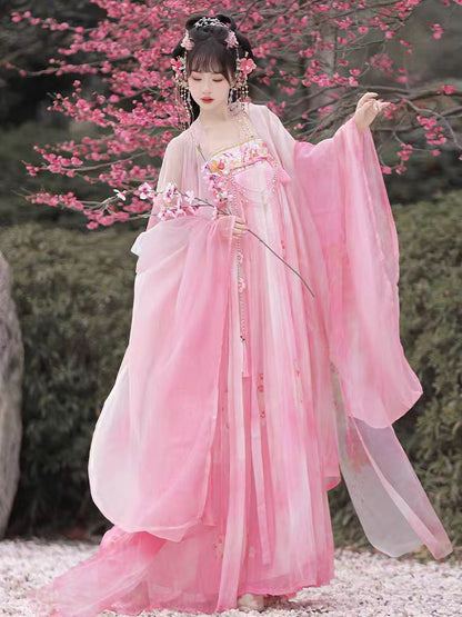 Tang Style Hanfu Set — Embroidered Ru Skirt & Large Sleeve Shirt
