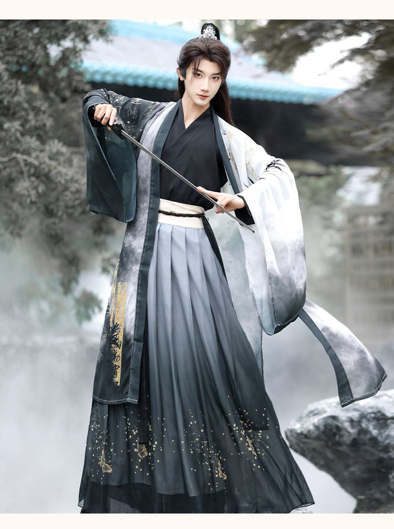 Unisex Jin Dynasty Hanfu Cross Collar Top Daily Wear Ancient Style