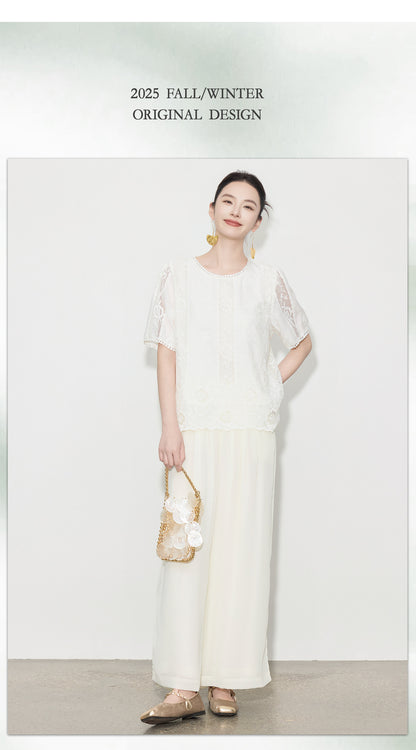 Elegant High-Waist Wide-Leg Summer Pants