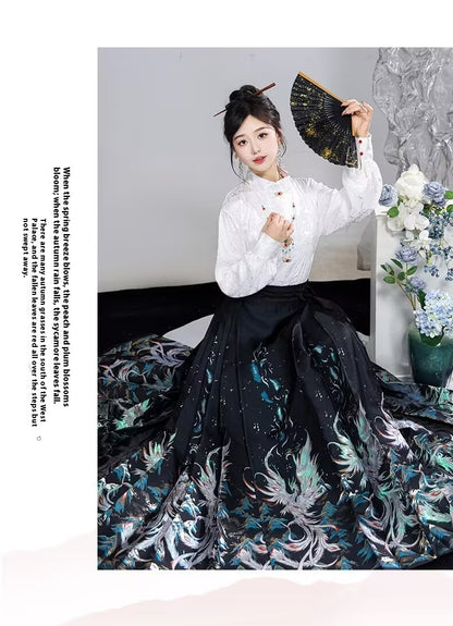 Ming Dynasty Hanfu Set — High Collar Shirt and Horse Face Skirt