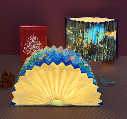 Creative 3D Night Light Foldable Fan Book Lamp for Bedroom