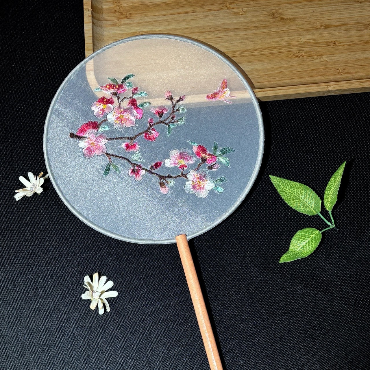 Handmade Chinese Round Fan — Summer Hanfu Cheongsam Embroidered Fan
