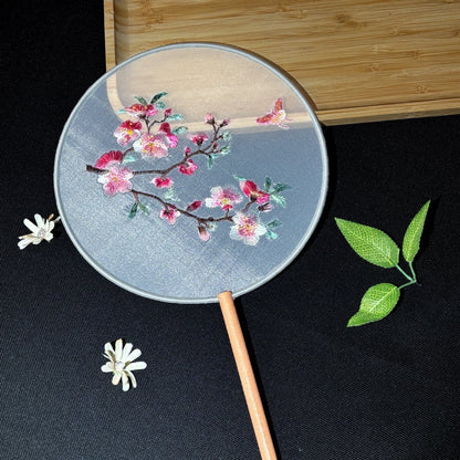Handmade Chinese Round Fan — Summer Hanfu Cheongsam Embroidered Fan