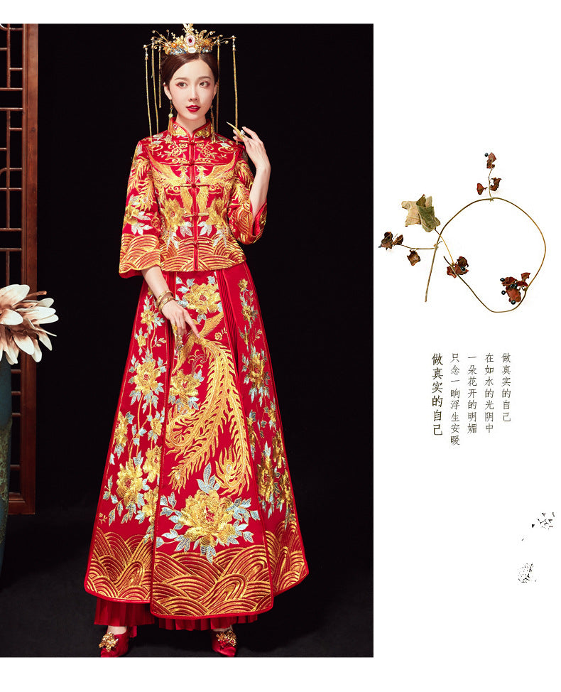 Xiuhe Wedding Dress Bride Plus Size Dragon Phoenix Gown Set