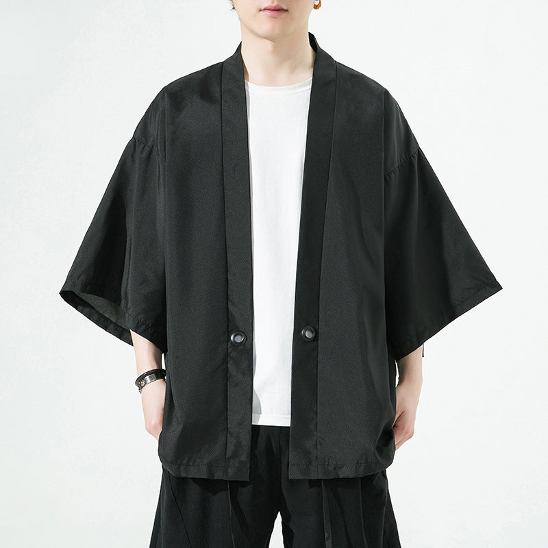 Summer Chinese Style Mens Hanfu Cardigan Taoist Robe Sun Protection