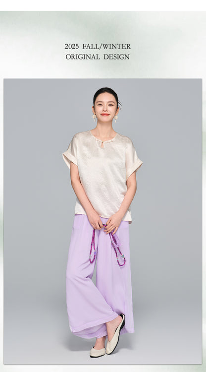 Casual Silky Short Sleeve Blouse