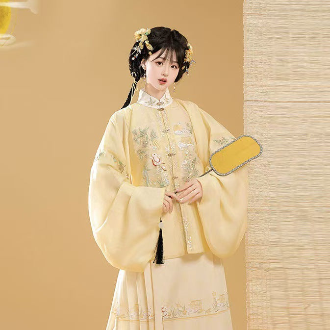 Trees of Sea 2025 New Ming Hanfu Set Stand Collar Embroidered Horse Face Skirt