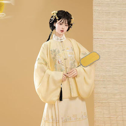 Trees of Sea 2025 New Ming Hanfu Set Stand Collar Embroidered Horse Face Skirt