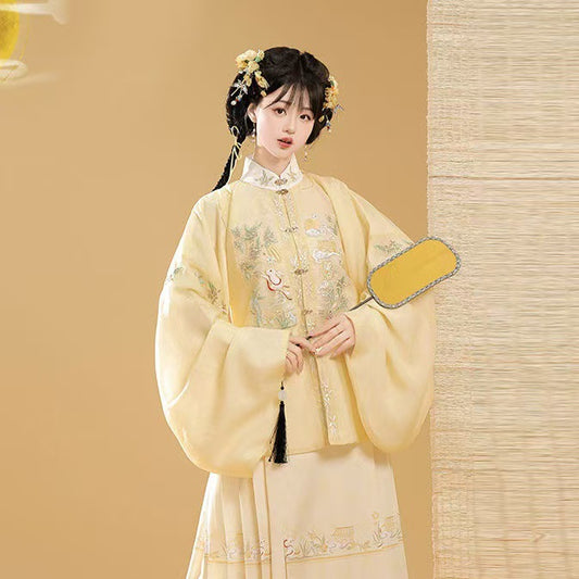 Trees of Sea 2025 New Ming Hanfu Set Stand Collar Embroidered Horse Face Skirt