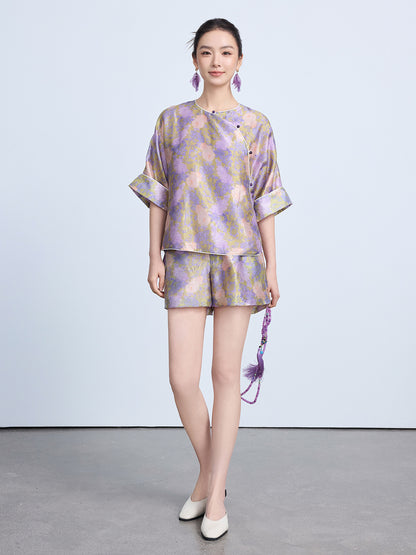 Elegant Chinese Style Summer Top & Shorts Outfit