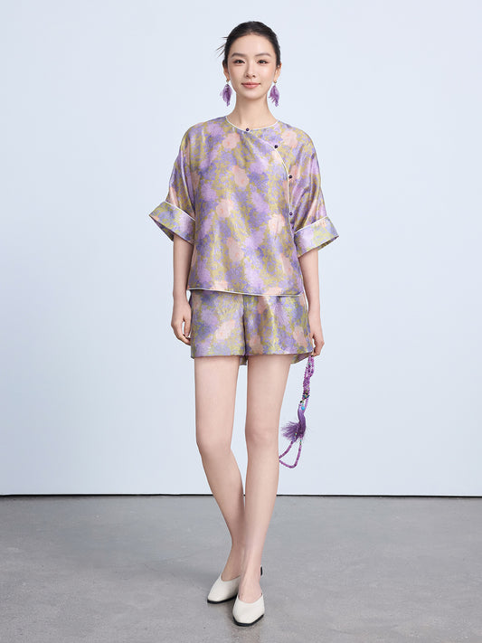 Elegant Chinese Style Summer Top & Shorts Outfit