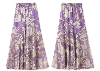 New Chinese Embroidered Feather Sleeve Patchwork Top & Skirt Set