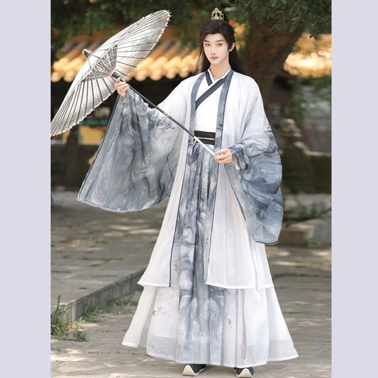 Mens Oriental Ancient Drama Hanfu Cosplay Song Dynasty Ink Style Suit