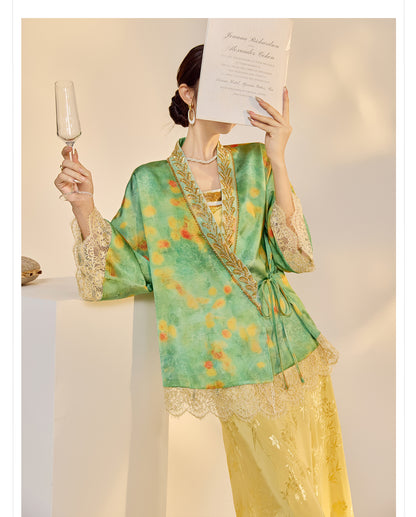 Elegant New Chinese Embroidered Jacquard Cardigan & Strap Dress Set