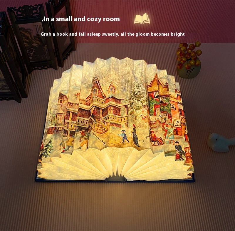 Creative 3D Night Light Foldable Fan Book Lamp for Bedroom