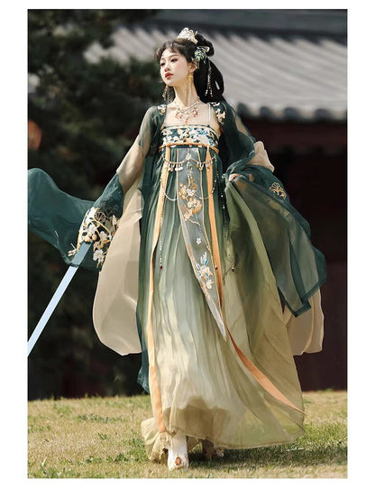 Oriental Ancient Hanfu — Chest-High Ru Skirt & Heavy Embroidery Outfit