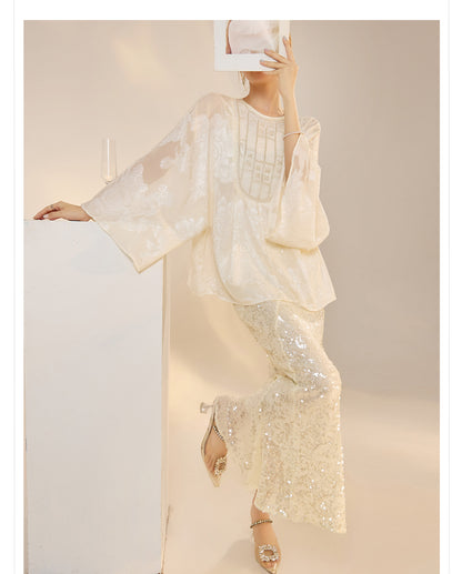 New Chinese Style Beaded Embroidered High-End Blouse for Women