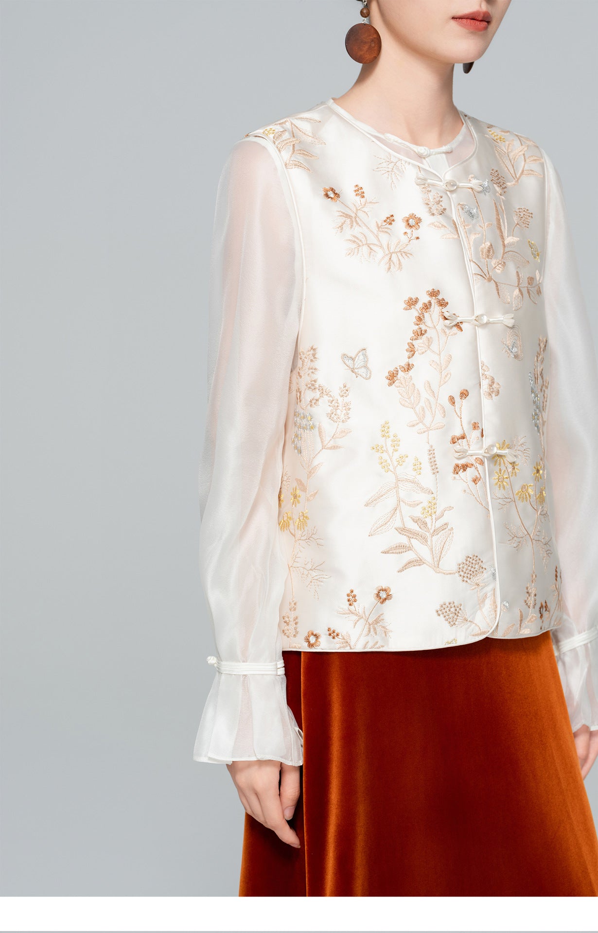 High-End Embroidered Sleeveless Vest for Women