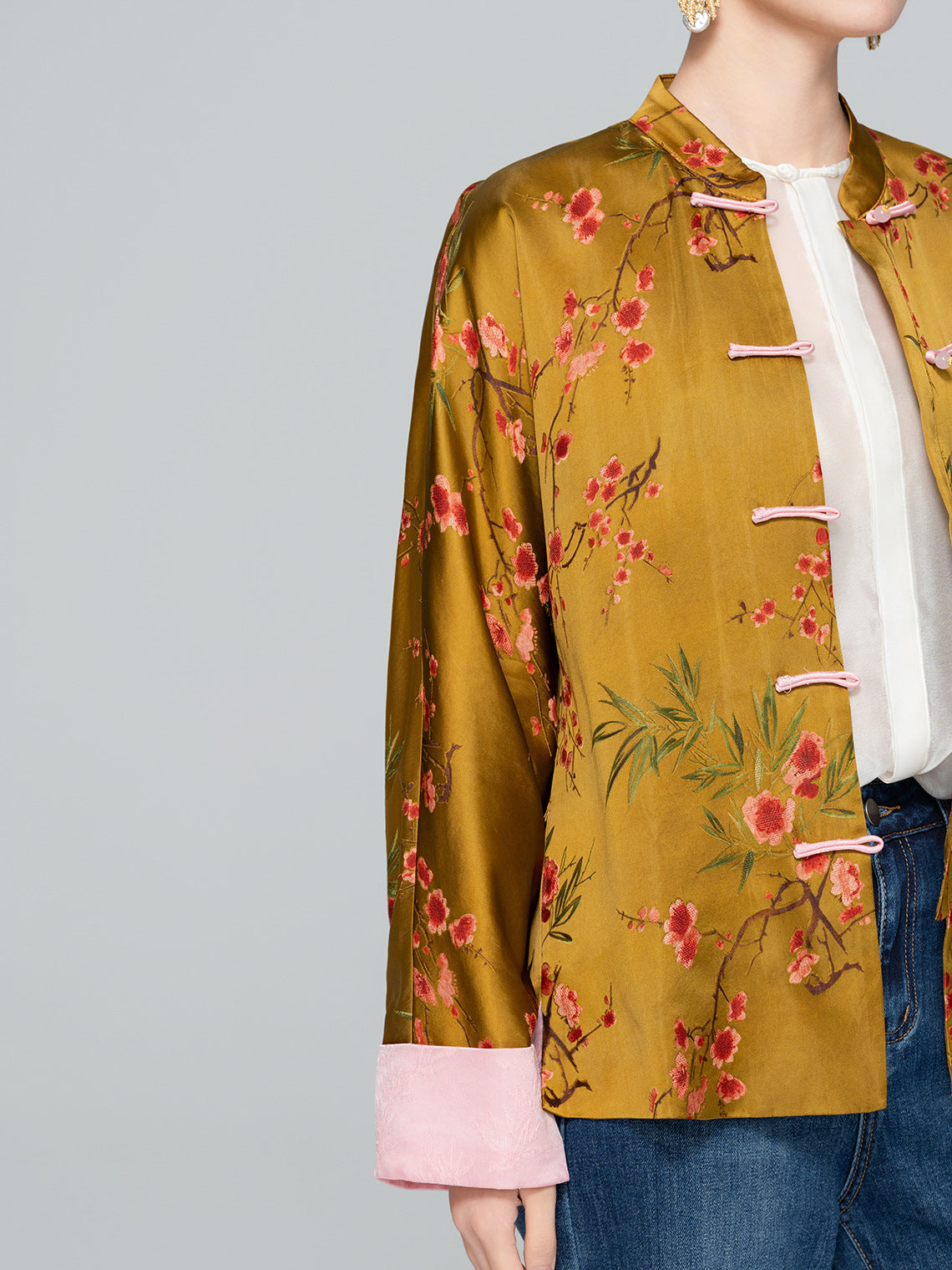 Old Money Style Printed Tang Jacket for Women