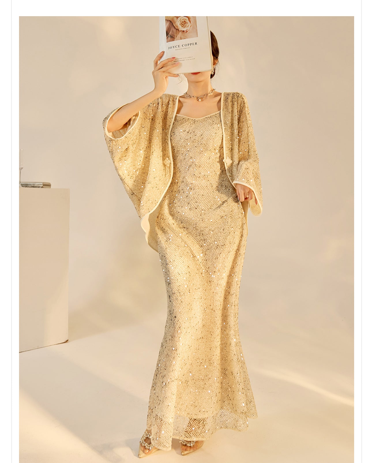 Autumn New Chinese Sequin Embroidered High-End Coat Dress Set