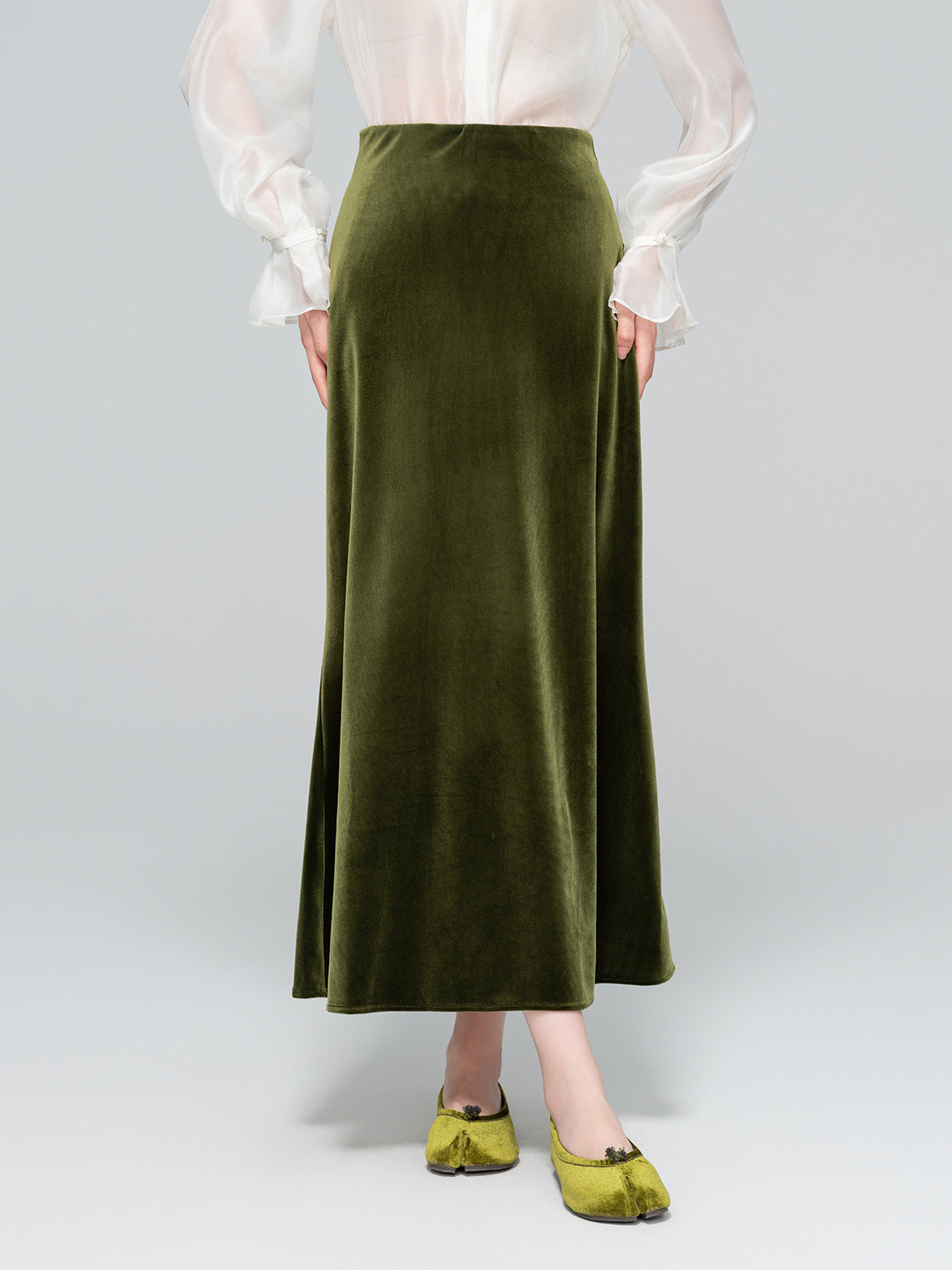Velvet Draped Glossy Skirt for Women, Elegant Slimming Design