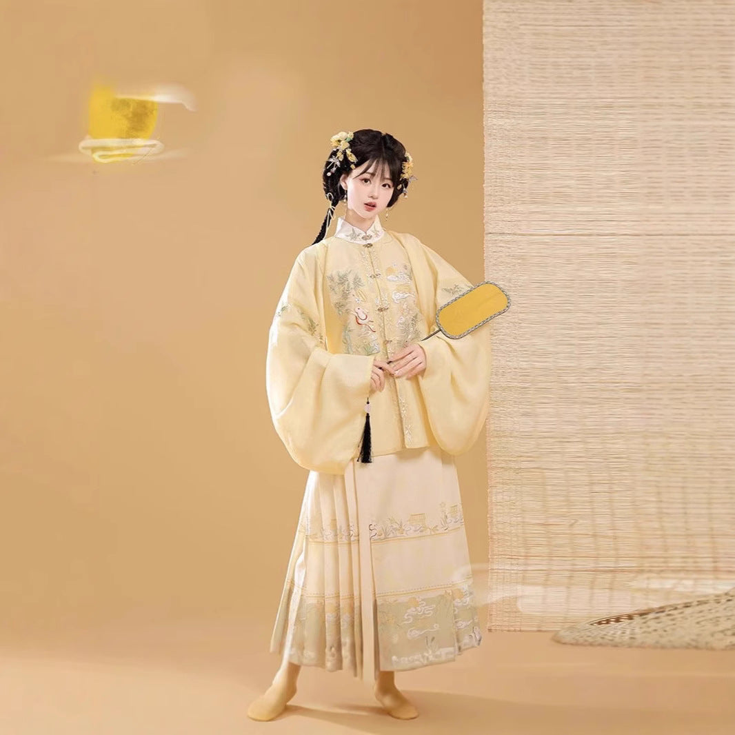 Trees of Sea 2025 New Ming Hanfu Set Stand Collar Embroidered Horse Face Skirt