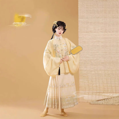 Trees of Sea 2025 New Ming Hanfu Set Stand Collar Embroidered Horse Face Skirt