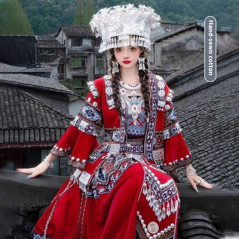Traditional Ethnic Performance Outfit — Miao Village Inspired Set