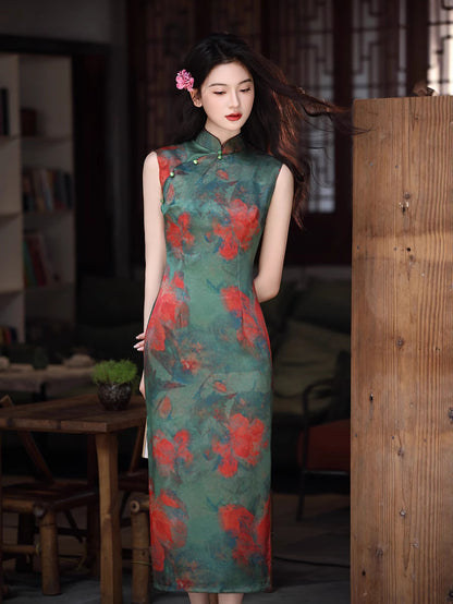 Tipsy Rose Sleeveless Cheongsam – Elegant Youth Slim Dress