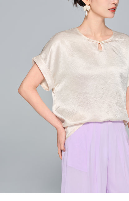 Casual Silky Short Sleeve Blouse