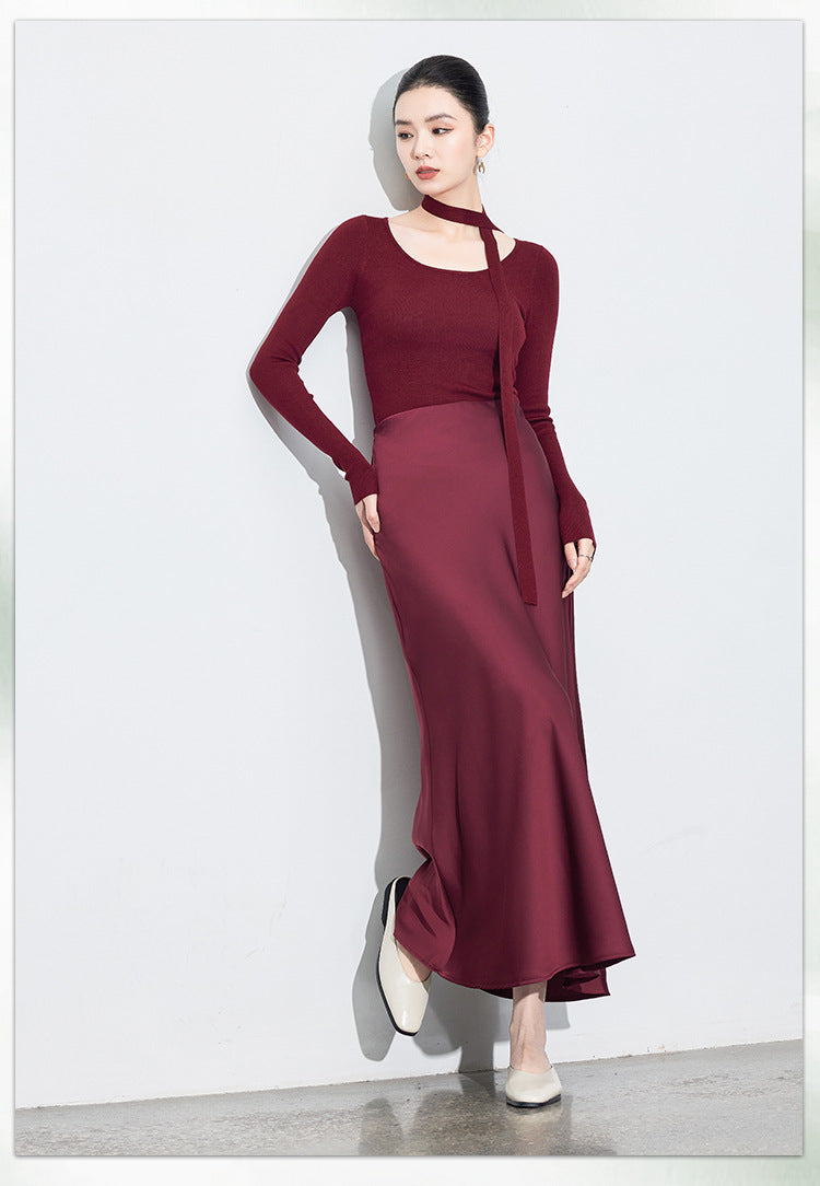 Chic High-End Acetate Midi Mermaid Skirt